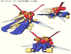 MasterBeetle's concept art for Medarot Damashii (front, side, & back)